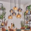Ripoll Hanglamp, Kogellampje, Hanglamp Amber, Duidelijk, Rookkleurig, 6-lichts