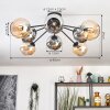 Koyoto Plafondlamp, Kogellampje 86 cm Amber, Chroom, Rookkleurig, 8-lichts