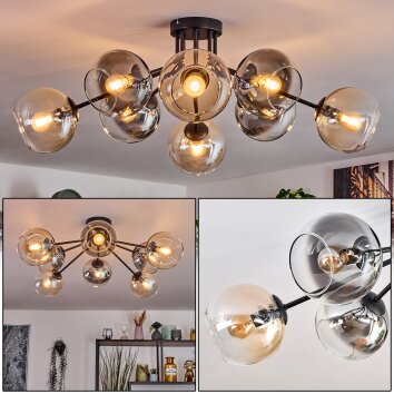 Koyoto Plafondlamp, Kogellampje 86 cm Amber, Duidelijk, Rookkleurig, 8-lichts