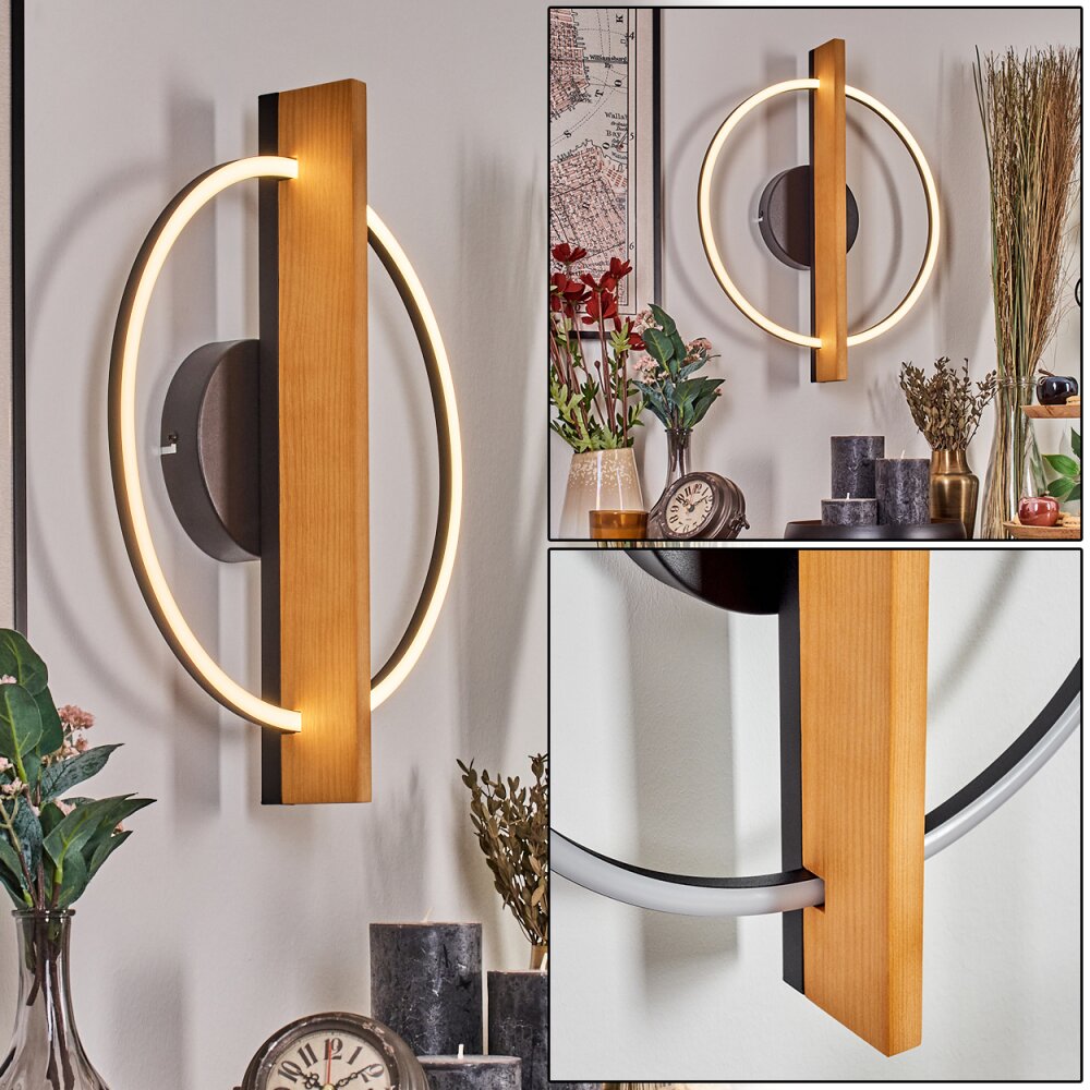 Pompu Wandlamp LED Natuurlijke kleuren, Zwart, 1-licht main product photo