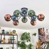 Ripoll Plafondlamp, Kogellampje Blauw, Groen, Koperkleurig, 10-lichts