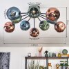 Ripoll Plafondlamp, Kogellampje Blauw, Groen, Koperkleurig, 10-lichts