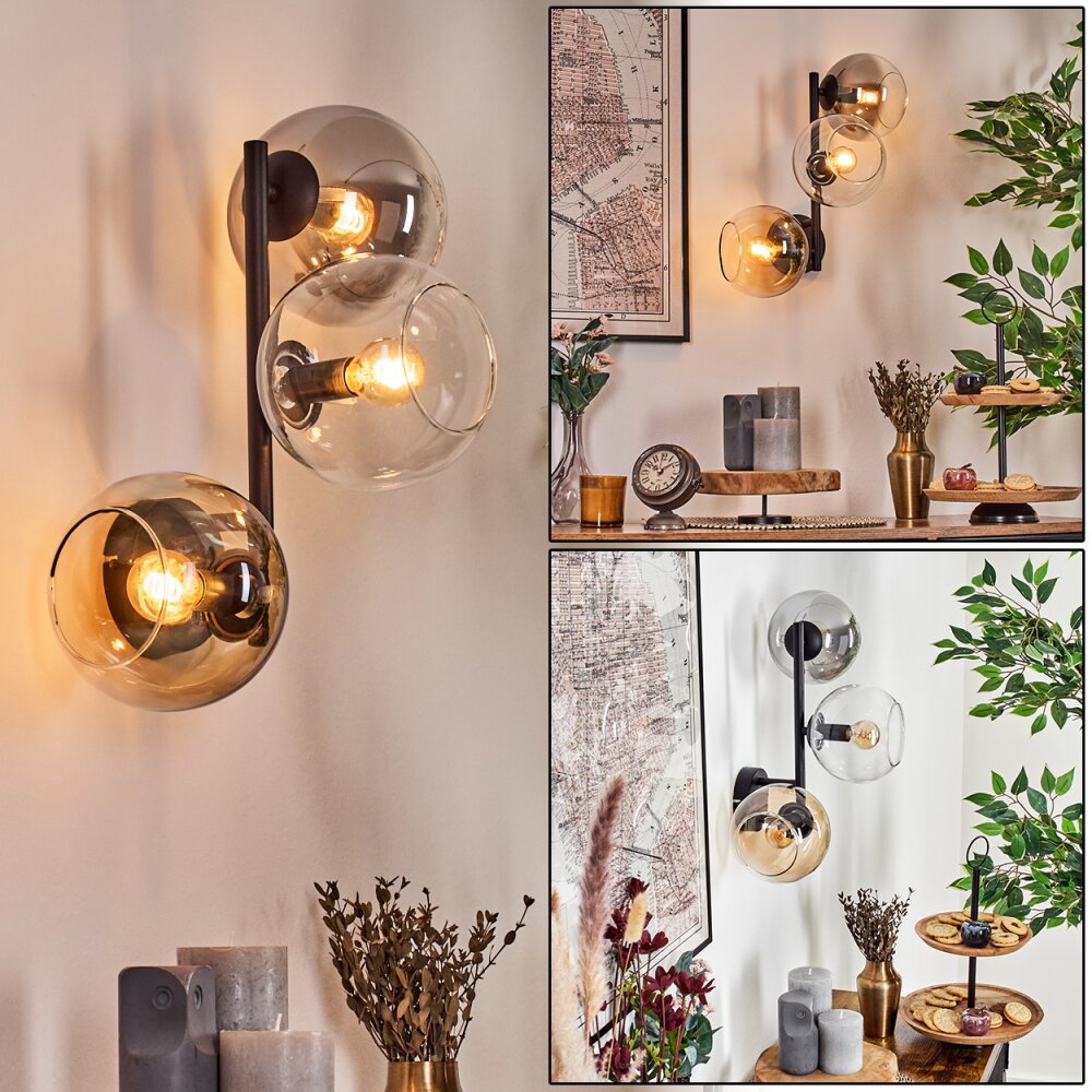 Koyoto Kogellampje, Wandlamp Amber, Duidelijk, Rookkleurig, 3-lichts main product photo