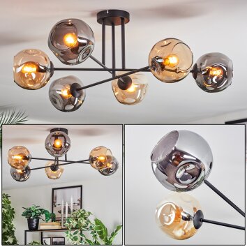 Ripoll Plafondlamp, Kogellampje Amber, Rookkleurig, 6-lichts