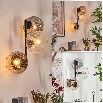 Koyoto Kogellampje, Wandlamp Amber, Duidelijk, Rookkleurig, 3-lichts