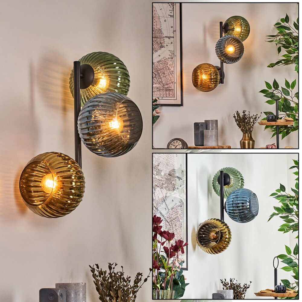 Koyoto Kogellampje, Wandlamp Blauw, Goud, Groen, 3-lichts main product photo