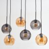 Koyoto Hanglamp, Kogellampje, Hanglamp Amber, Rookkleurig, 6-lichts