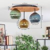 Koyoto Plafondlamp, Kogellampje 40 cm Natuurlijke kleuren, Zwart, 3-lichts