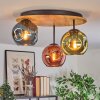 Ripoll Plafondlamp, Kogellampje Natuurlijke kleuren, Zwart, 3-lichts