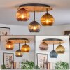 Koyoto Plafondlamp, Kogellampje Natuurlijke kleuren, Zwart, 3-lichts