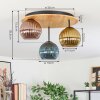 Koyoto Plafondlamp, Kogellampje Natuurlijke kleuren, Zwart, 3-lichts