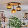Koyoto Plafondlamp, Kogellampje Natuurlijke kleuren, Zwart, 3-lichts