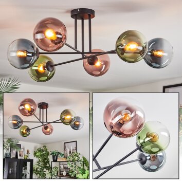 Gastor Plafondlamp, Kogellampje 50 cm Blauw, Groen, Duidelijk, Koperkleurig, 6-lichts