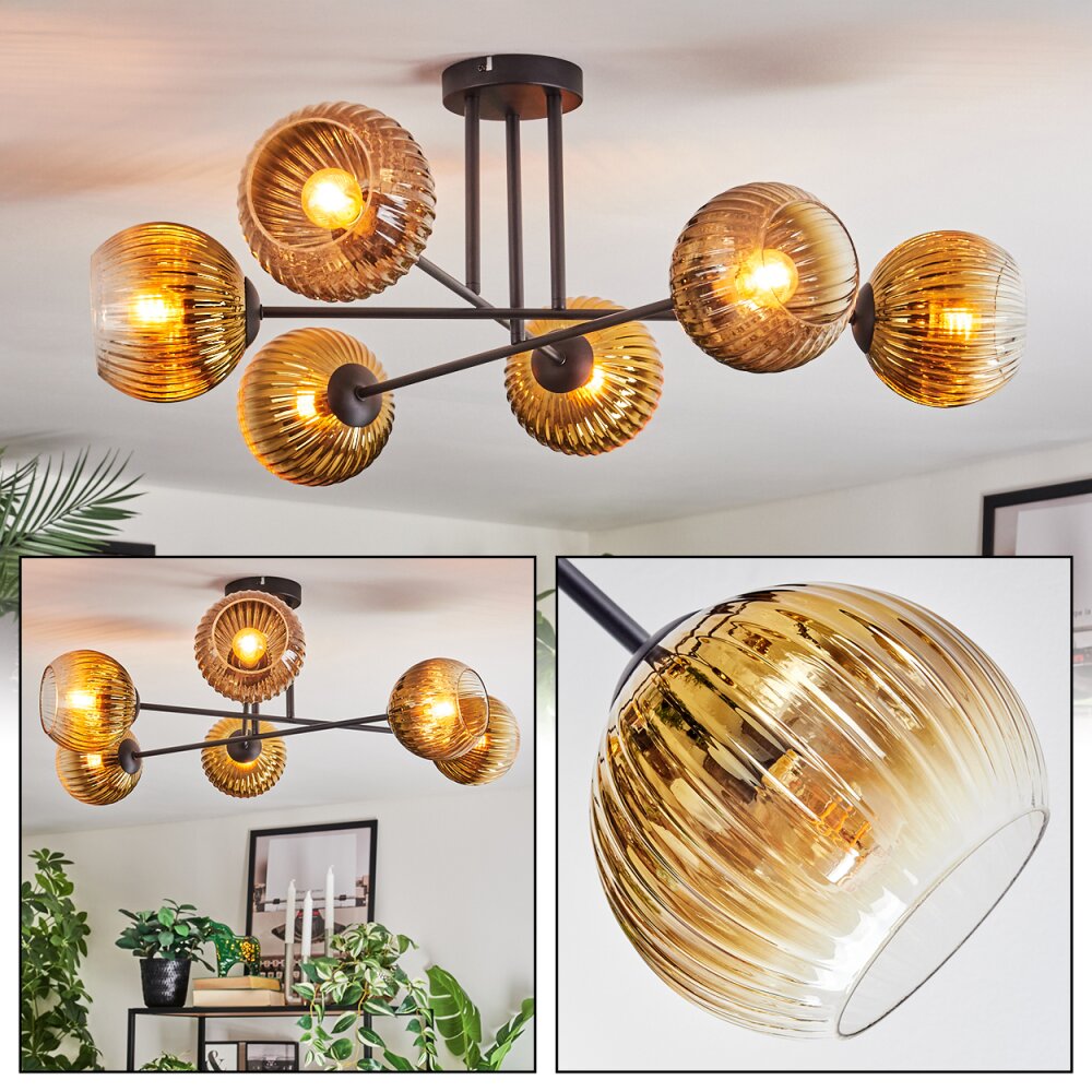 Koyoto Plafondlamp, Kogellampje 78 cm Goud, Duidelijk, 6-lichts main product photo