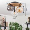 Koyoto Plafondlamp, Kogellampje Natuurlijke kleuren, Zwart, 3-lichts