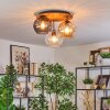 Koyoto Plafondlamp, Kogellampje Natuurlijke kleuren, Zwart, 3-lichts