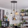 Koyoto Hanglamp, Kogellampje, Cluster hanglamp 35 cm Amber, Chroom, Duidelijk, Rookkleurig, 4-lichts