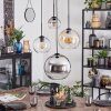 Koyoto Hanglamp, Kogellampje, Cluster hanglamp 35 cm Amber, Chroom, Duidelijk, Rookkleurig, 4-lichts