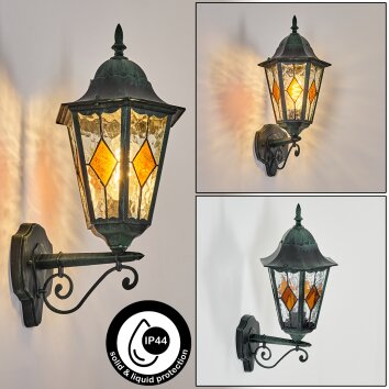 Hongkong Wandlamp voor buiten, Wandlamp Groen, Zwart, 1-licht