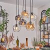Ripoll Hanglamp, Kogellampje, Hanglamp Amber, Duidelijk, Rookkleurig, 6-lichts