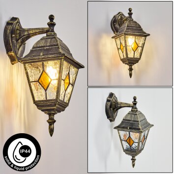 Naofe Wandlamp voor buiten, Wandlamp Goud, Zwart, 1-licht