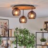 Koyoto Plafondlamp, Kogellampje Natuurlijke kleuren, Zwart, 3-lichts
