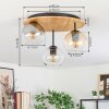Koyoto Plafondlamp, Kogellampje 40 cm Natuurlijke kleuren, Zwart, 3-lichts