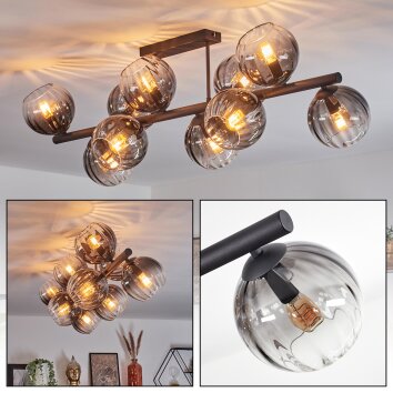 Koyoto Plafondlamp, Kogellampje Duidelijk, Rookkleurig, 10-lichts