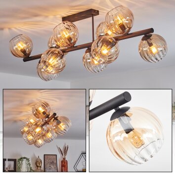 Koyoto Plafondlamp, Kogellampje Amber, Duidelijk, 10-lichts