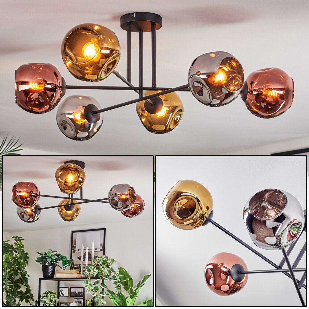 Ripoll Plafondlamp, Kogellampje Chroom, Goud, Koperkleurig, Rookkleurig, 6-lichts main product photo