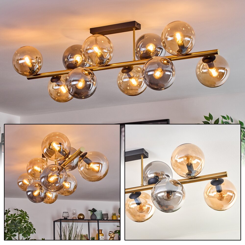 Gastor Plafondlamp, Kogellampje Goud, Zwart, 10-lichts main product photo