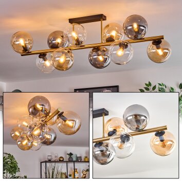 Gastor Plafondlamp, Kogellampje Goud, Zwart, 10-lichts