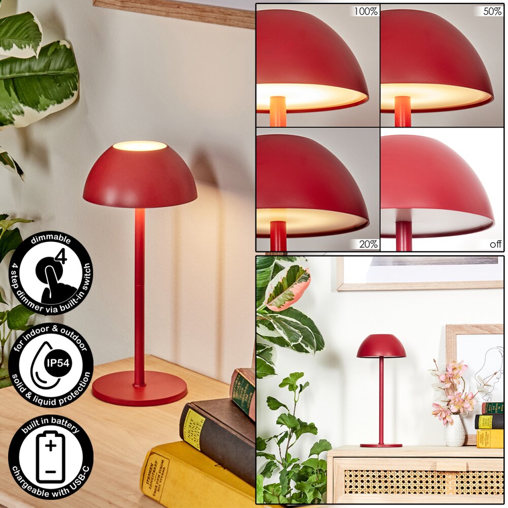 Laken Buiten tafellamp, Badkamerlamp, Tafellamp LED Red, 1-licht main product photo