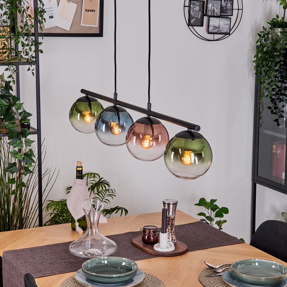Gastor Hanglamp, Kogellampje, Hanglamp Blauw, Groen, Duidelijk, Koperkleurig, 4-lichts main product photo