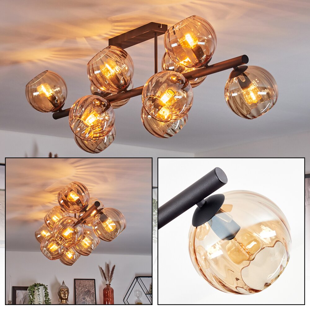 Koyoto Plafondlamp, Kogellampje Amber, 10-lichts main product photo