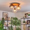 Koyoto Plafondlamp, Kogellampje Natuurlijke kleuren, Zwart, 3-lichts