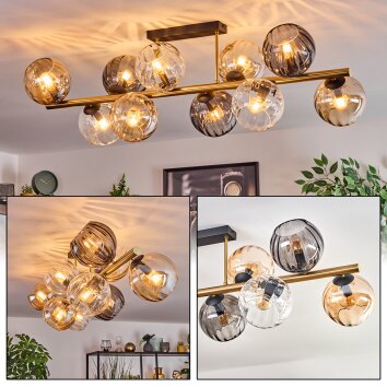 Koyoto Plafondlamp, Kogellampje Goud, Zwart, 10-lichts