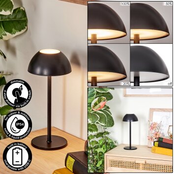 Laken Buiten tafellamp, Badkamerlamp, Tafellamp LED Zwart, 1-licht