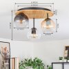 Koyoto Plafondlamp, Kogellampje Natuurlijke kleuren, Zwart, 3-lichts