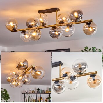 Gastor Plafondlamp, Kogellampje Goud, Zwart, 10-lichts
