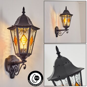 Hongkong Wandlamp voor buiten, Wandlamp Zwart, 1-licht