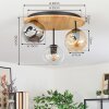 Ripoll Plafondlamp, Kogellampje Natuurlijke kleuren, Zwart, 3-lichts