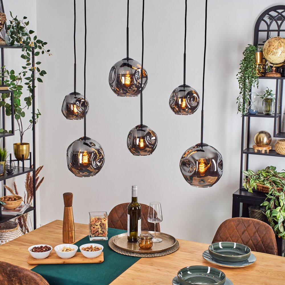 Ripoll Hanglamp, Kogellampje, Hanglamp Rookkleurig, 6-lichts main product photo
