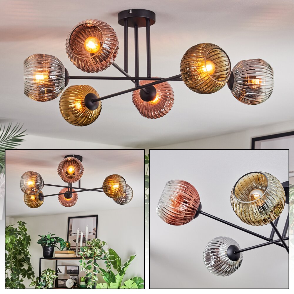 Ripoll Plafondlamp, Kogellampje Chroom, Goud, Duidelijk, Koperkleurig, Rookkleurig, 6-lichts main product photo