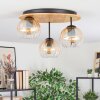 Koyoto Plafondlamp, Kogellampje 40 cm Natuurlijke kleuren, Zwart, 3-lichts