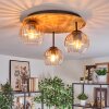 Koyoto Plafondlamp, Kogellampje 40 cm Natuurlijke kleuren, Zwart, 3-lichts
