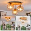 Koyoto Plafondlamp, Kogellampje 40 cm Natuurlijke kleuren, Zwart, 3-lichts