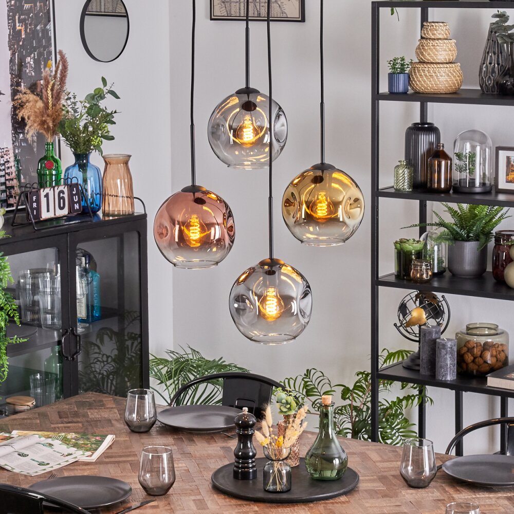 Ripoll Hanglamp, Kogellampje, Cluster hanglamp Goud, Duidelijk, Koperkleurig, Rookkleurig, 4-lichts main product photo