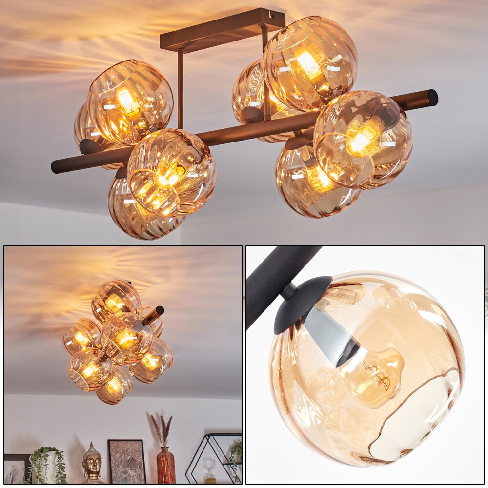Koyoto Plafondlamp, Kogellampje Amber, 8-lichts main product photo