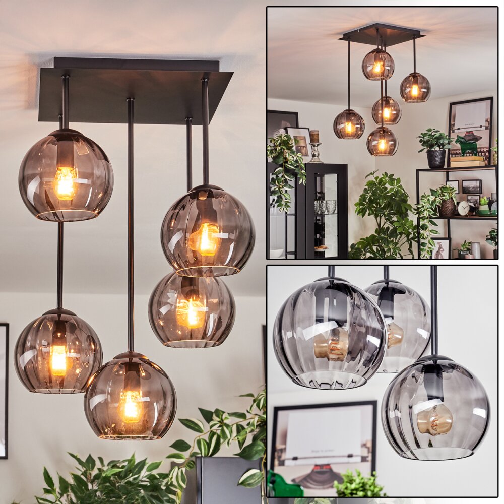 Koyoto Plafondlamp, Kogellampje Rookkleurig, 5-lichts main product photo